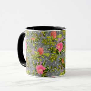 Caneca Flores cor-de-água, cor-de-rosa, flores botânicas