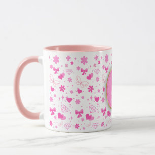 Caneca Flores Cor-de-Rosa Bonitas, Padrão Ininterrupto, G
