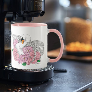 Caneca Flores Cor-de-rosa brancas