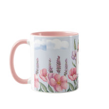 Flores cor-de-rosa de Lavanda O Monograma Combo Mu