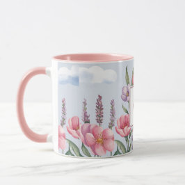 Caneca Flores cor-de-rosa de Lavanda O Monograma Combo Mu