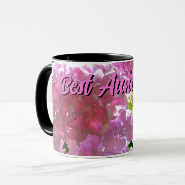 Caneca Flores cor-de-rosa Elegante flores hydrangeas (Frente Esquerda)