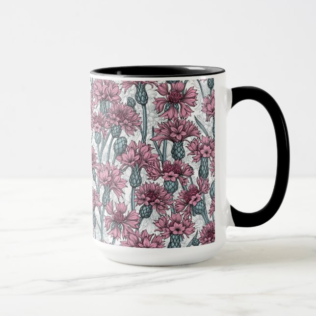 Caneca Flores cor-de-rosa, flores silvestres, brancas (Direita)