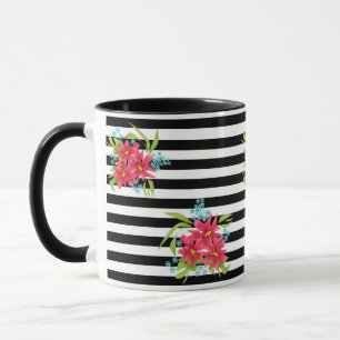 Caneca Flores cor-de-rosa sem costura, de cor branca flor