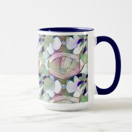 Caneca Flores de abstrato e Pérolas Azul Grande Mug