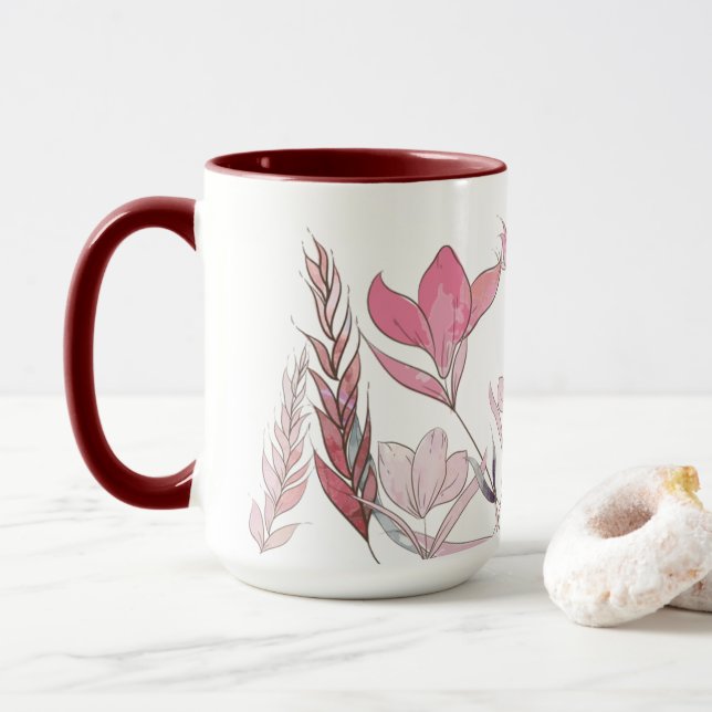 Caneca Flores de aquarela (Com Donut)