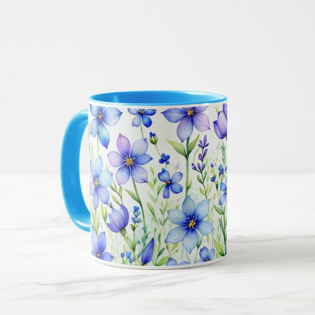 Caneca Flores de Aquarela Café (Frente Esquerda)