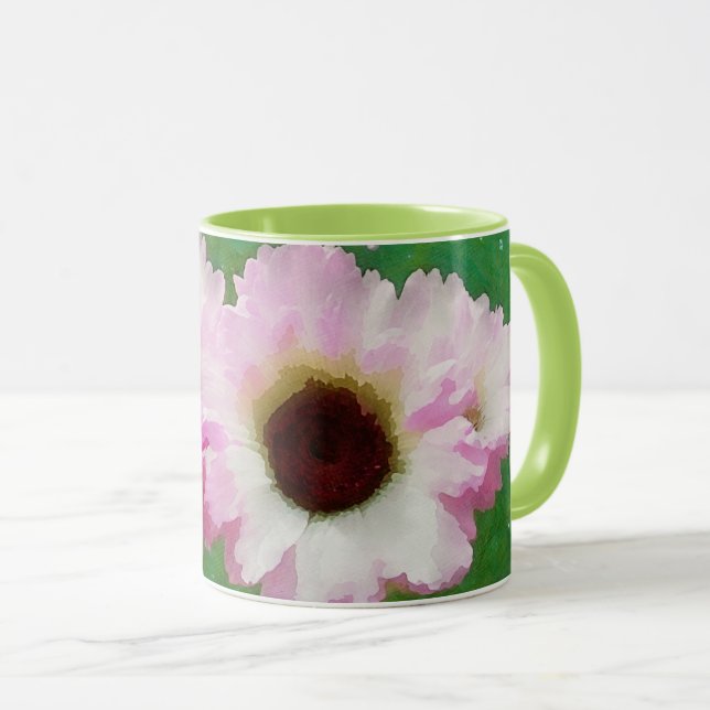 Caneca Flores de Aquarela Rosa Flores de Arte (Frente Esquerda)