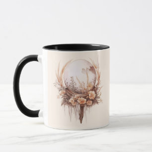 Caneca Flores de Bola de Cristal Boêmio Dourado Halloween