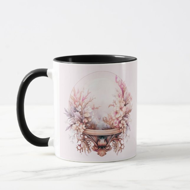 Caneca Flores de Bola de Cristal Boêmio Rosa Halloween (Esquerda)