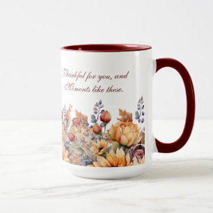 Caneca Flores de Cores de Água de Ação de Graças-