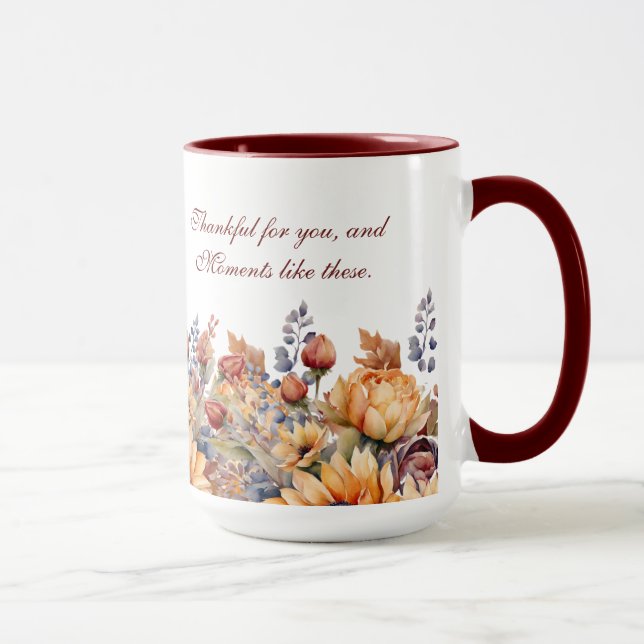 Caneca Flores de Cores de Água de Ação de Graças- (Direita)