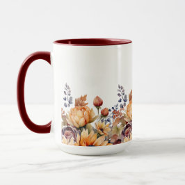 Caneca Flores de Cores de Água de Ação de Graças-