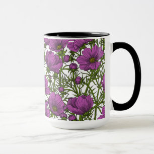 Caneca Flores de cosmos violetas