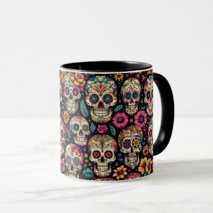 Caneca Flores de Crânio Açucarado