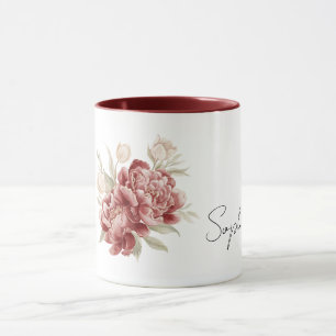 Caneca Flores de Creme Vermelho