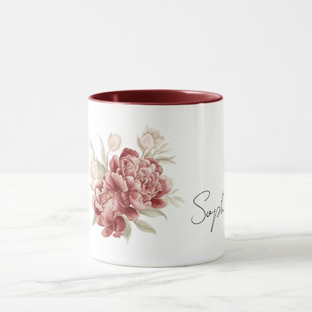 Caneca Flores de Creme Vermelho (Centro)