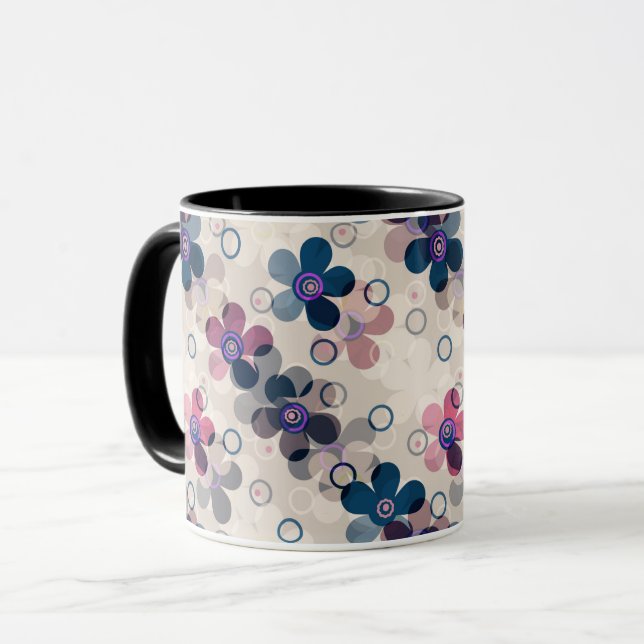 Caneca Flores de desenho animado fofo abstrato infantil f (Frente Esquerda)