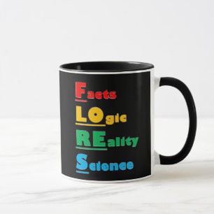 Caneca FLORES De Equipe - Fatos, Lógica, Realidade, Ciênc