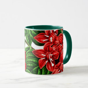 Caneca Flores de gengibre vermelho, impressão de colheit