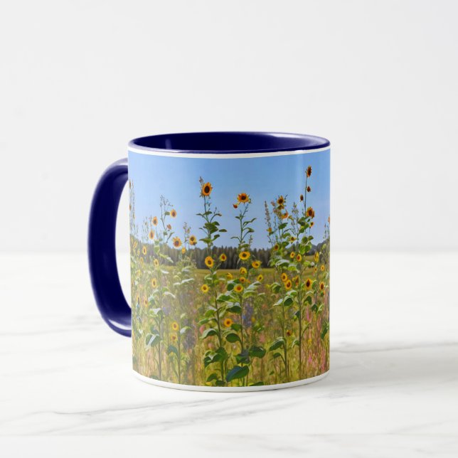 Caneca Flores de girassol em Fazenda (Frente Esquerda)