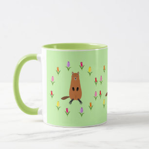 Caneca Flores de Groundhog e Tulipas