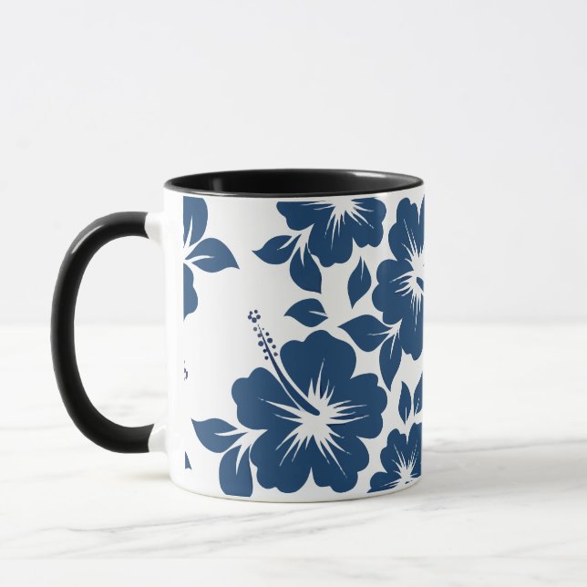 Caneca Flores de Hibisco Azul Havaianos (Esquerda)