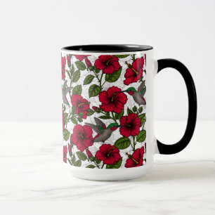 Caneca Flores de hibisco e beija-flores