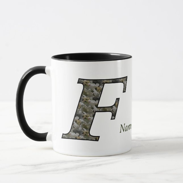 Caneca Flores de Hortênsia com Inicial de Monograma Perso (Esquerda)