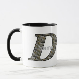 Caneca Flores de Hortênsia Monograma Inicial D Personaliz