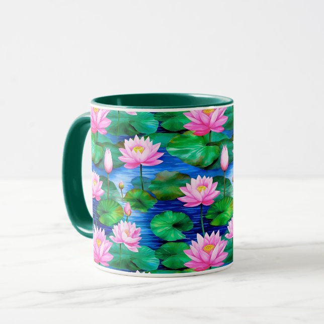Caneca Flores de Lotus Rosa em um Pond (Frente Esquerda)