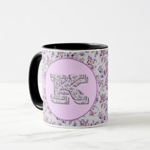 Caneca Flores de luxo Monograma K