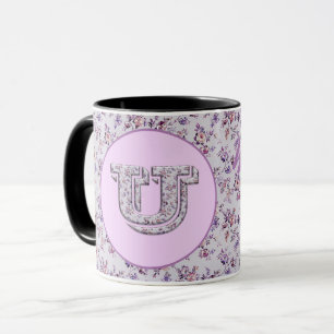Caneca Flores de luxo Monograma U