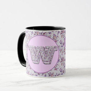 Caneca Flores de luxo Monograma W