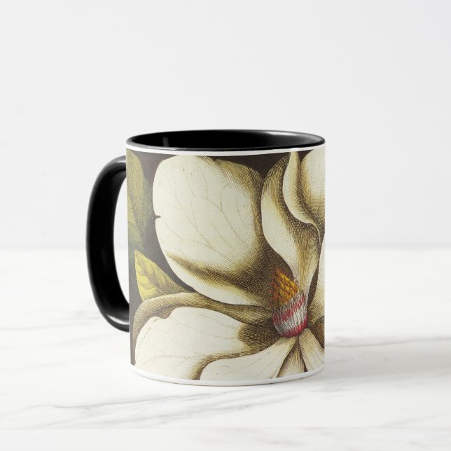 Caneca Flores de Magnólia Vintage com Sementes (Frente Esquerda)