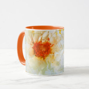 Caneca Flores de Mug Cubist Laranja Branco