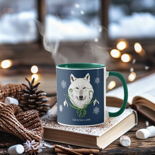Caneca Flores de Neve Branca do Lobo Ártico (Criador carregado)