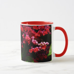 Caneca Flores de Pagoda Coloridas Vermelhas e Rosa