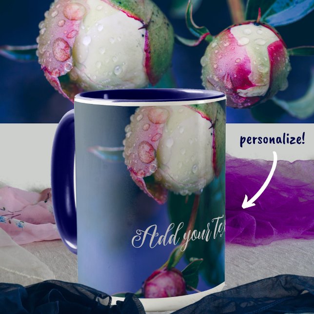 Caneca Flores de pedônia após chuva (Criador carregado)