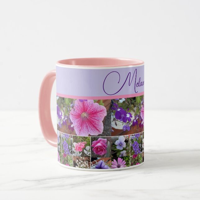 Caneca Flores de Petunia Rosa Rosa Rosa Rosa Rosa Flores  (Frente Esquerda)