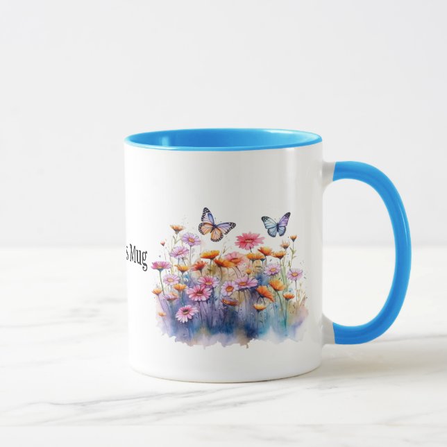Caneca Flores de Prados Selvagens com borboletas nome edi (Direita)