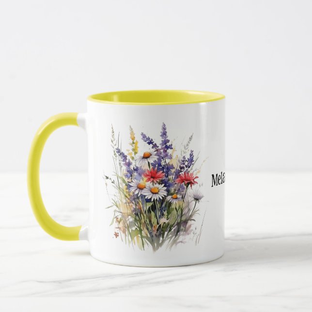 Caneca Flores de Prados Selvagens com nome editável (Esquerda)