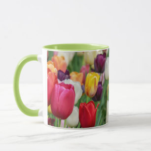 Caneca Flores de primavera de Tulipa Amarelo-Cor-de-rosa