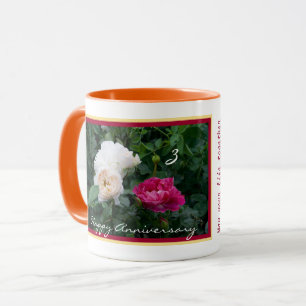 Caneca Flores de Rosas do Terceiro Aniversário do Elegant