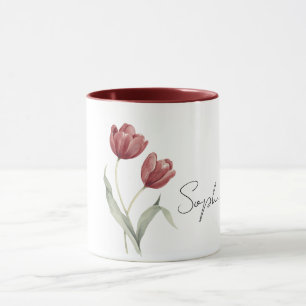 Caneca Flores de Tulipa Vermelha