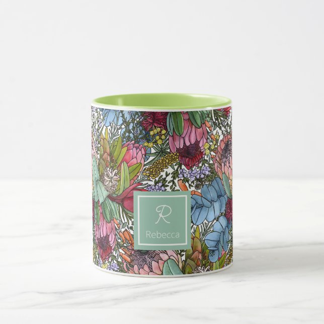 Caneca Flores de Verão Românticas Australianas Personaliz (Centro)