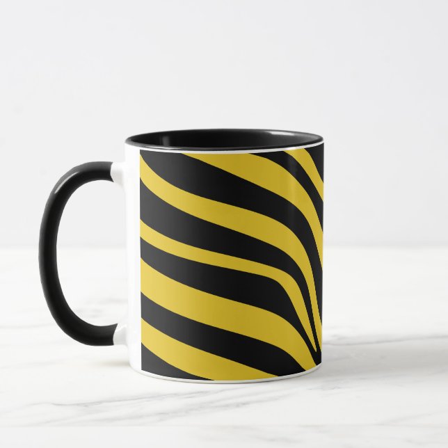 Caneca Flores de Zebra Negros em Amarelo e Negro (Esquerda)