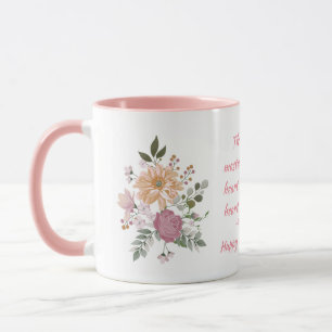 Caneca Flores e Dia de as mães Feliz de Citação