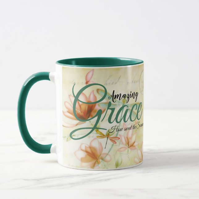 Caneca Flores e libélula Amazing Grace (Esquerda)