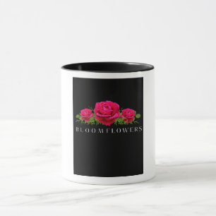 Caneca Flores em Flor Elegante Rosa Pink Estética Preta